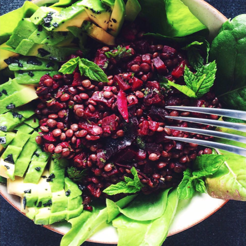 New! beetroot, capers and seaweed lentils salad