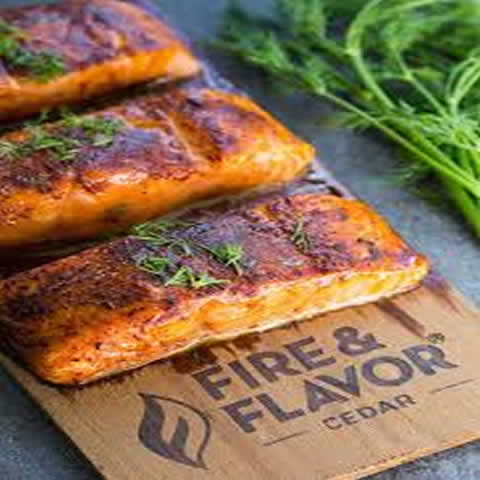 Cedar Plank Salmon served with Vegetables