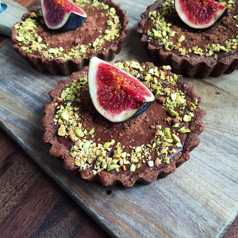 Chocolate & Fig Tarts With Crushed Pistachios & An Almond Crust